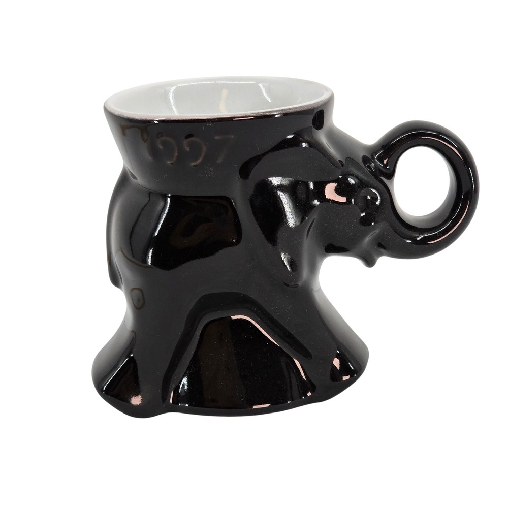 Frankoma Pottery GOP Elephant Mug 1997 Black Glaze Vintage Political Collectible